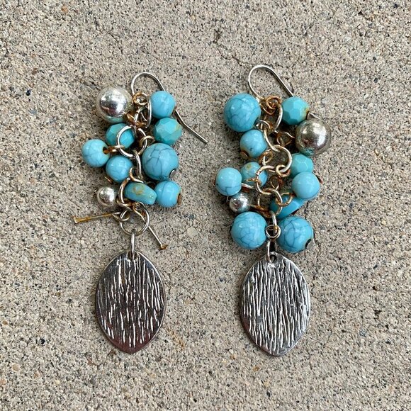 Dangling Turquoise Beaded Earrings - Picture 3 of 7